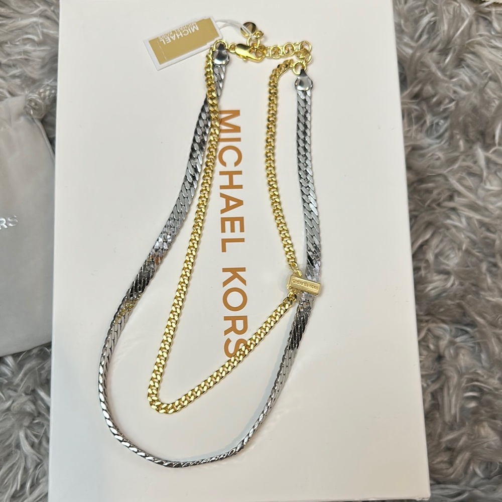 Michael Kors Gold and Silver Chain Necklace
